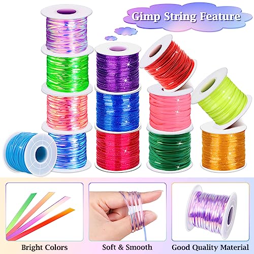 Cridoz Lanyard Kit, Boondoggle & Gimp String Weaving Kit with 25 Rolls Plastic Lacing Cord, 50 Pcs Keychain Lanyard Accessories - Image 4