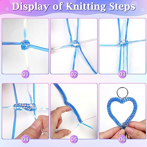 Cridoz Lanyard Kit, Boondoggle & Gimp String Weaving Kit with 25 Rolls Plastic Lacing Cord, 50 Pcs Keychain Lanyard Accessories - Image 5