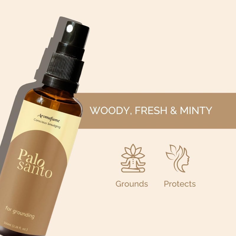 Aromafume Palo Santo Smudge Spray for Protection & Energy Clearing (3.3 Ounce) - Clean, Smoke-Free, Non Toxic Alternative to Incense & Smudges - Image 1