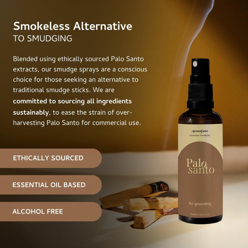Aromafume Palo Santo Smudge Spray for Protection & Energy Clearing (3.3 Ounce) - Clean, Smoke-Free, Non Toxic Alternative to Incense & Smudges - Image 3