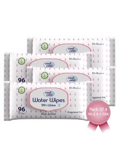 Cool & Cool Water Wipes Baby Wipes 96s - Pack of 4  - Image 1