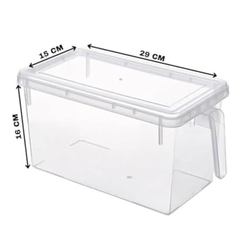 LEMBOSE Plastic Fridge Storage Refrigerator Organizer Container Square Handle Food Storage Organizer Boxes For Vegetable With Lid - 5L, Pack of 1, Transparent - Image 3