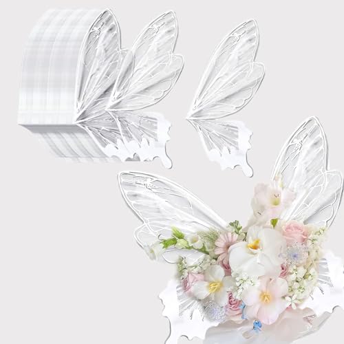 Ylapagne Crystal Butterfly Flower Bouquet Wrapping Paper Clear Floral Wraps Packaging Bouquet Accessories for Valentine's Day Wedding Birthday DIY Craft,20 Sets - 20 ×22 Inches (White) - Image 1