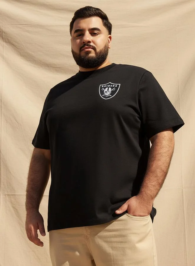 ماكسيم Men Regular Fit Round Neck Short Sleeve Las Vegas Raiders Print T shirt