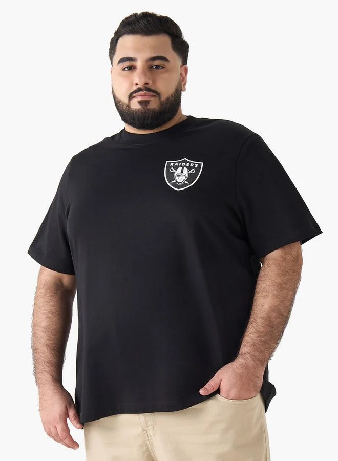 ماكسيم Men Regular Fit Round Neck Short Sleeve Las Vegas Raiders Print T shirt