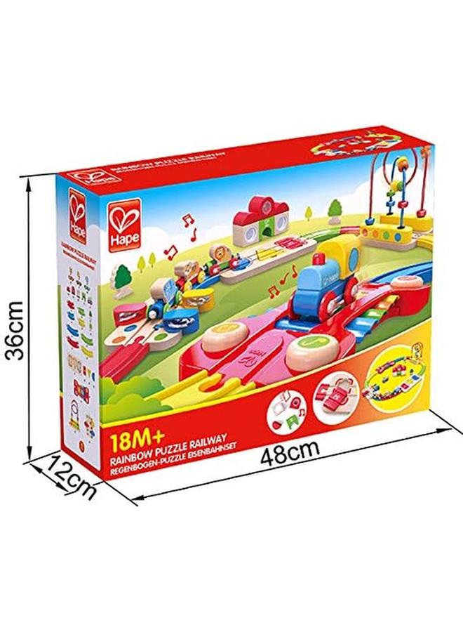 Hape لعبة سكة حديد قوس قزح للأطفال - مجموعة قطار تعليمية للأطفال الصغار - لعبة قطار للأطفال لتطوير المهارات الحركية الأساسية وتعزيز ساعات من اللعب للأطفال من عمر 18 شهرًا فما فوق - Image 4