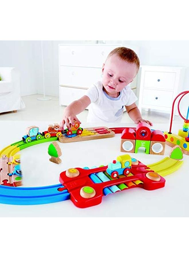 Hape لعبة سكة حديد قوس قزح للأطفال - مجموعة قطار تعليمية للأطفال الصغار - لعبة قطار للأطفال لتطوير المهارات الحركية الأساسية وتعزيز ساعات من اللعب للأطفال من عمر 18 شهرًا فما فوق - Image 2