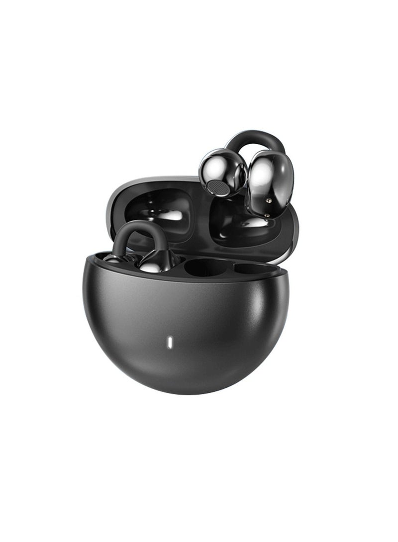 Open Ear Clip-On Earbuds Wireless Bluetooth 5.4 Headphones with Mic, Adaptive Comfort with Anti-Drop Design, Impactful Sound with Adaptive Bass Boost, Adaptive Noise Cancelling Calls, HiFi Sound Quality,Noise Cancelling,Waterproof,Sports Ear Buds (Black)  - Image 1