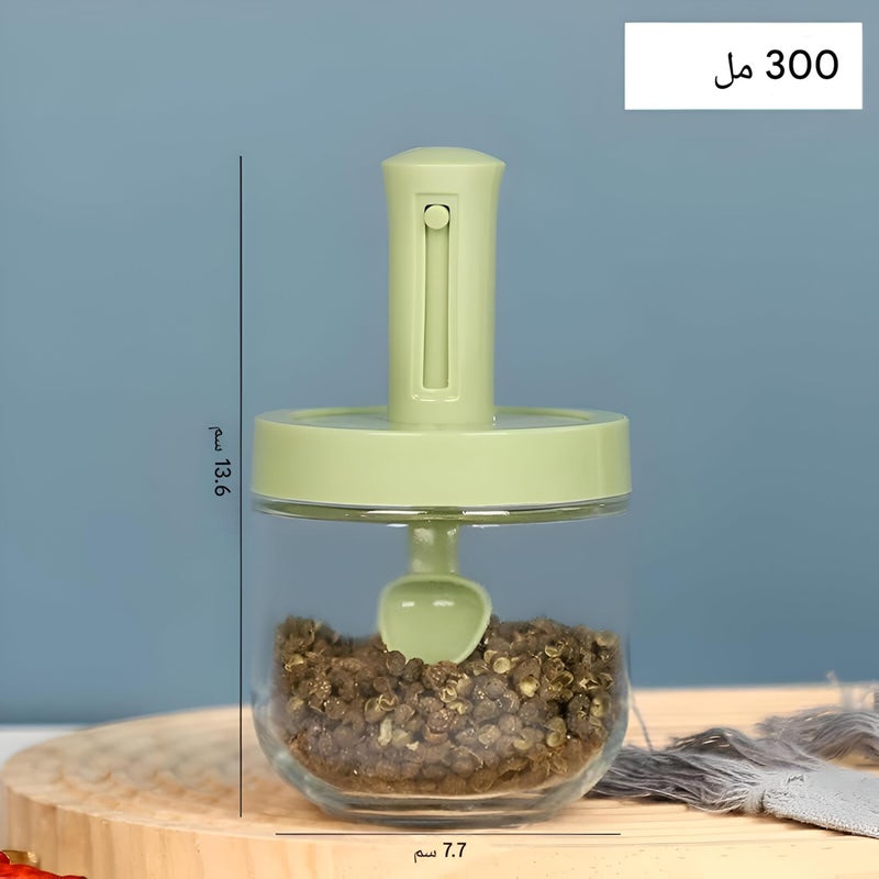 Spice Jars - 300Ml Glass Seasoning Containers with Salt Container, Lid, and Spoon for Kitchen Organization and Easy Dispensing (4 piece of the color shown) - Image 3