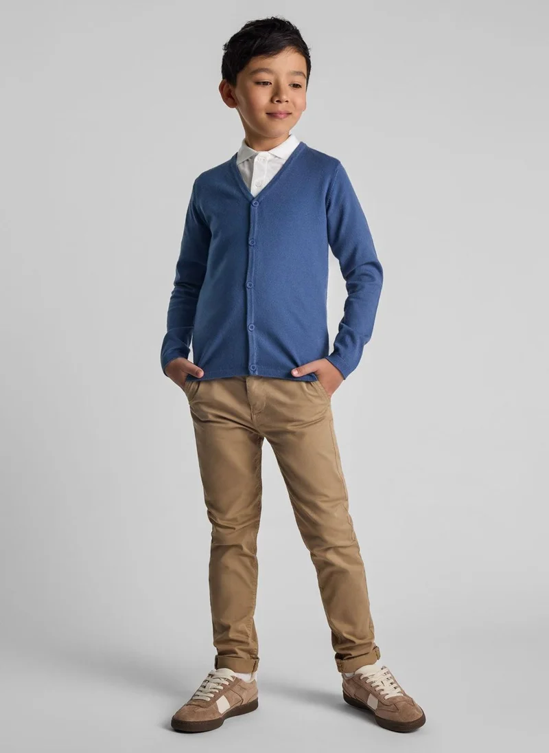 MINOTI Kids Boys Lightweight Knit Cardigan with Classic V-Neck