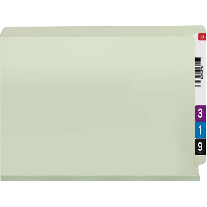 Smead End Tab Pressboard Fastener File Folder with SafeSHIELD Fasteners, 2 Fasteners, 2" Expansion, Letter Size, Gray/Green, 25 per Box (34715) - Image 4