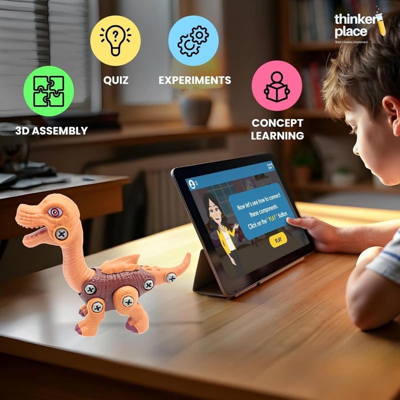 ThinkerPlace DIY Sliding Dinosaur Kit Brachiosaurus | Learn About Dinosaurs | Take Apart Dinosaur Toys | Build, Play & Learn | STEM Educational Toy for Kids Age 4+ | Science & Learning Toy - Image 3