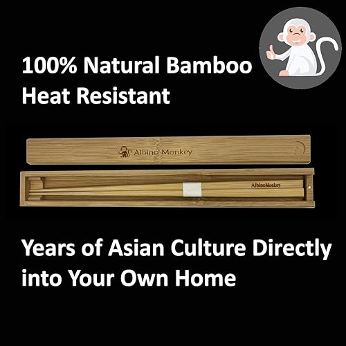 Albino Monkey Reusable Portable Travel Chopsticks Set with Case & Chopstick Holder | Natural Bamboo Wooden Japanese Chop sticks - In a Nice Gift Box - Image 2