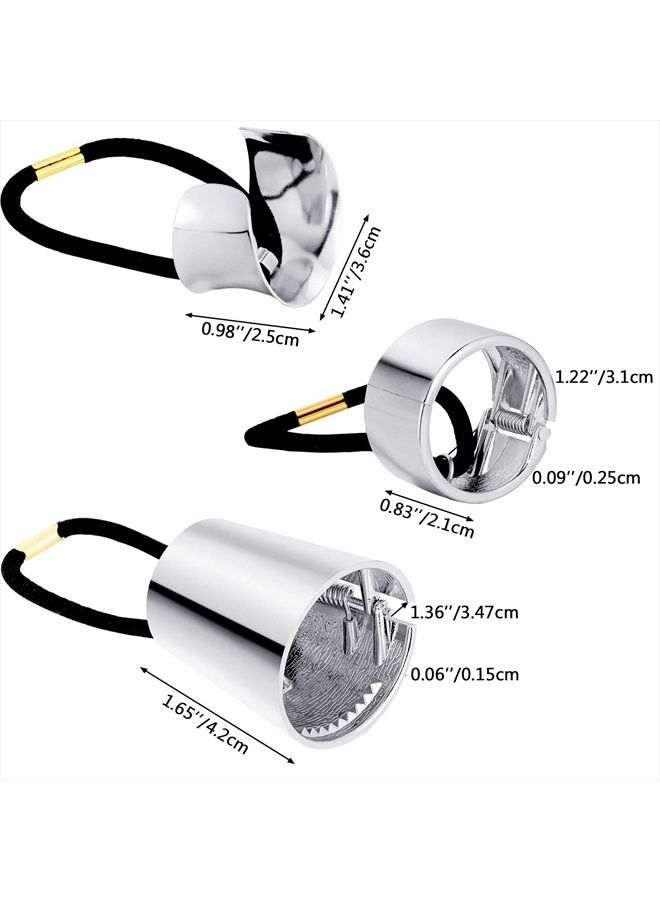 Yaomiao 3 Pieces Metal Circle Hair Cuff Elastic Hair Band Hair Ties Ponytail Holder Hair Rope Accessory for Women Girls, 3 Styles (Silver) - Image 2