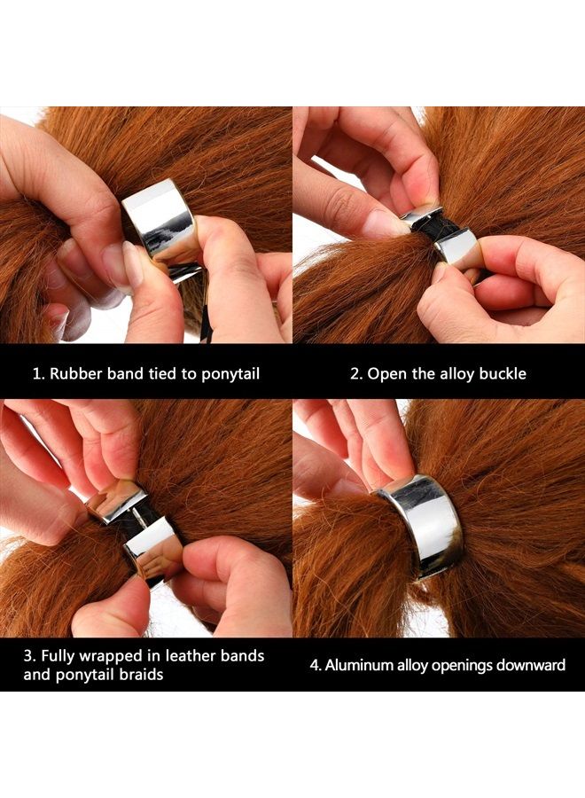 Yaomiao 3 Pieces Metal Circle Hair Cuff Elastic Hair Band Hair Ties Ponytail Holder Hair Rope Accessory for Women Girls, 3 Styles (Silver) - Image 3