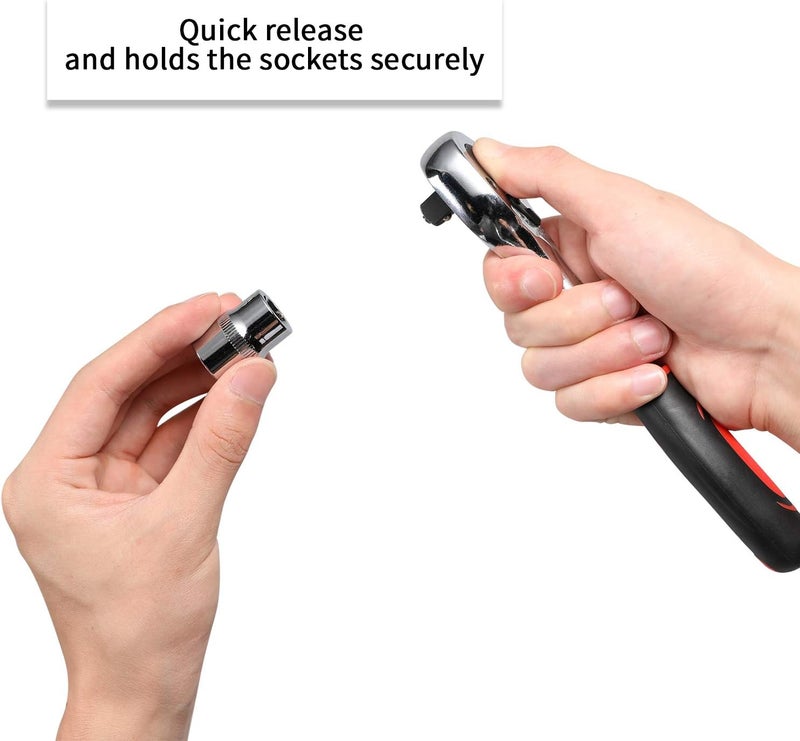 Egofine 12pcs 3/8 Inch Ratchet Socket Wrench Set, Drive Socket Set with 10 Sockets 8-14,17,19,21mm and 2 Way Quick Released Ratchet Handle and Extension Bar - Image 2