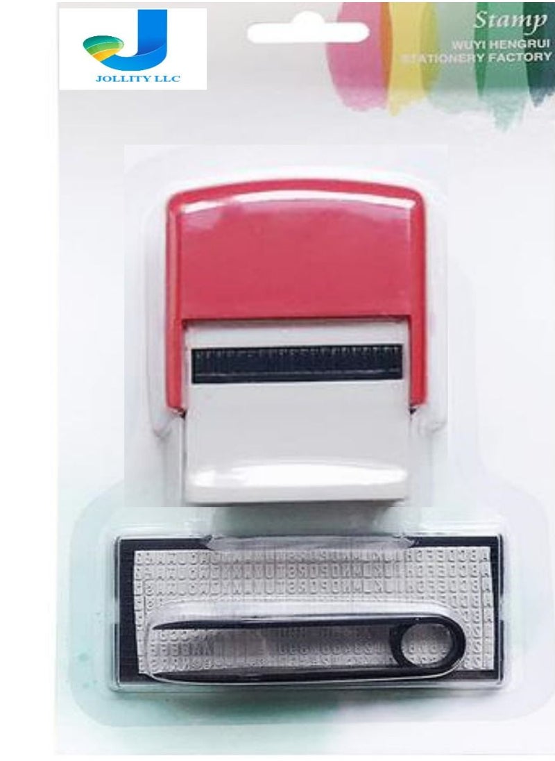 JOLLITY LLC - DIY Custom Stamp Rubber Kit Self Ink Dial Assortment Seal Business Number Monogram Design Closure Internal Printing Table (Red) - Image 1
