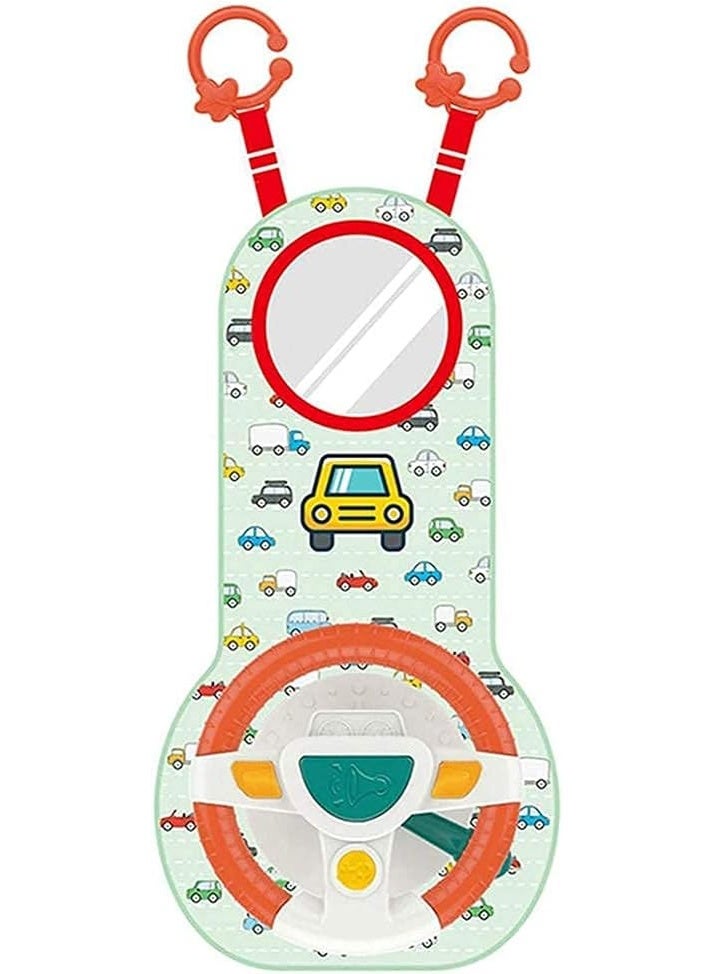 Baby Steering Wheel Toy for Early Learning Driving with Mirror, Car Seat Toys with Lights, Music and Driving Sounds, Interactive Driving Toy for Toddlers Develops Fine Motor Skills - Image 1