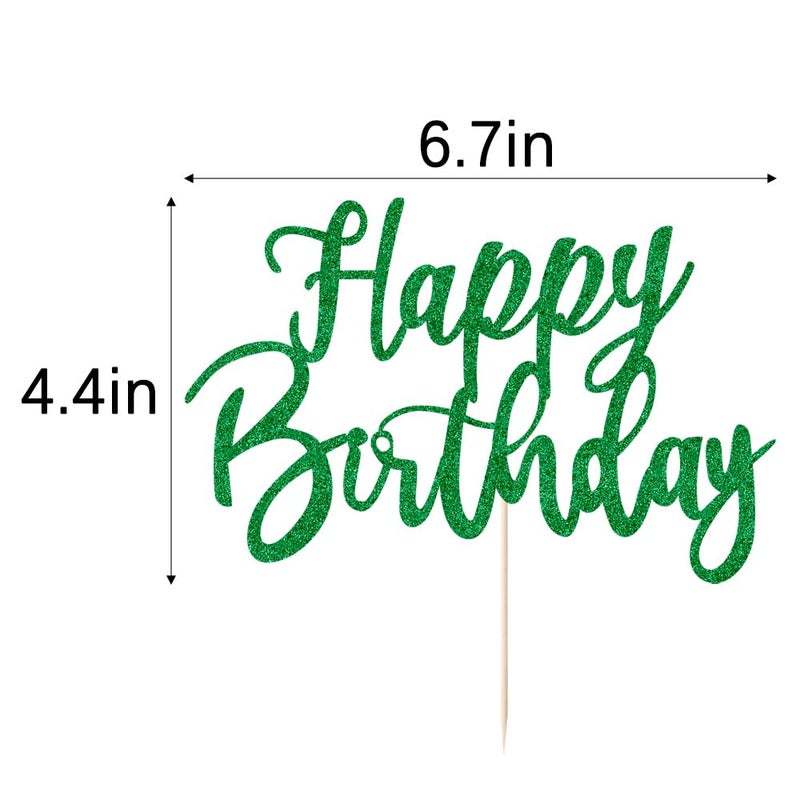 YUINYO Handmade Glitter happy birthday Cake Topper  Happy Birthday Cake Bunting Decor Birthday Party Decoration Supplies (green) - Image 2