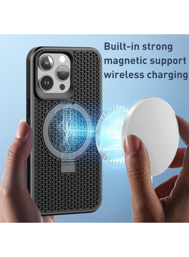 Zaboon Case For iPhone 13 Pro Skin Feel PC+TPU Cooling Magnetic Magsafe Phone Case with Stand - Image 3