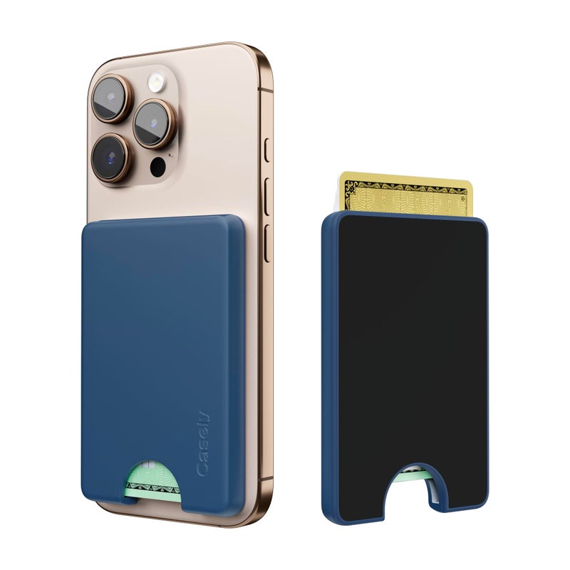 Casely MagWallet | Navy | Slim Wallet Card Holder | Compatible with MagSafe | Soft-Touch Hard Silicone | Holds Up to 3 Cards - Image 5