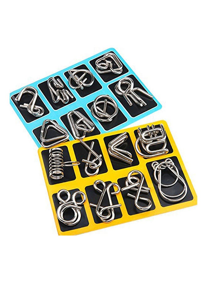16 Pieces IQ Test Mind Game Toys Brain Teaser Metal Wire Puzzles Magic Trick Toy Puzzle for Kids and Adults - Image 1