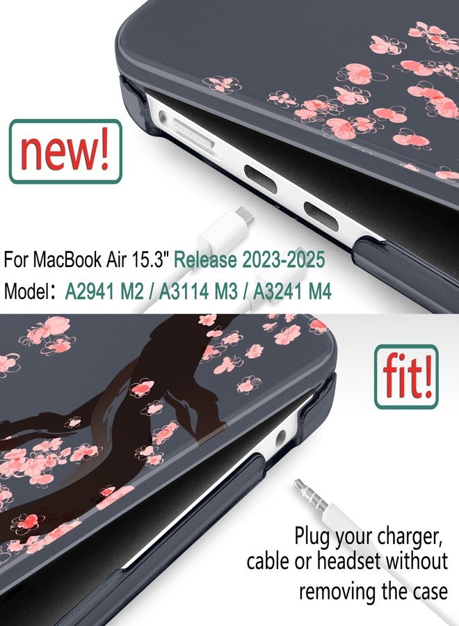 DONGKE Compatible with M4 MacBook Air 15 inch Case 2025 2024 2023 A3241 A3114 A2941 M3 M2 Liquid Retina Display Touch ID, Plastic Hard Case & Keyboard Skin & Screen Protector - Cherry Blossoms - Image 2
