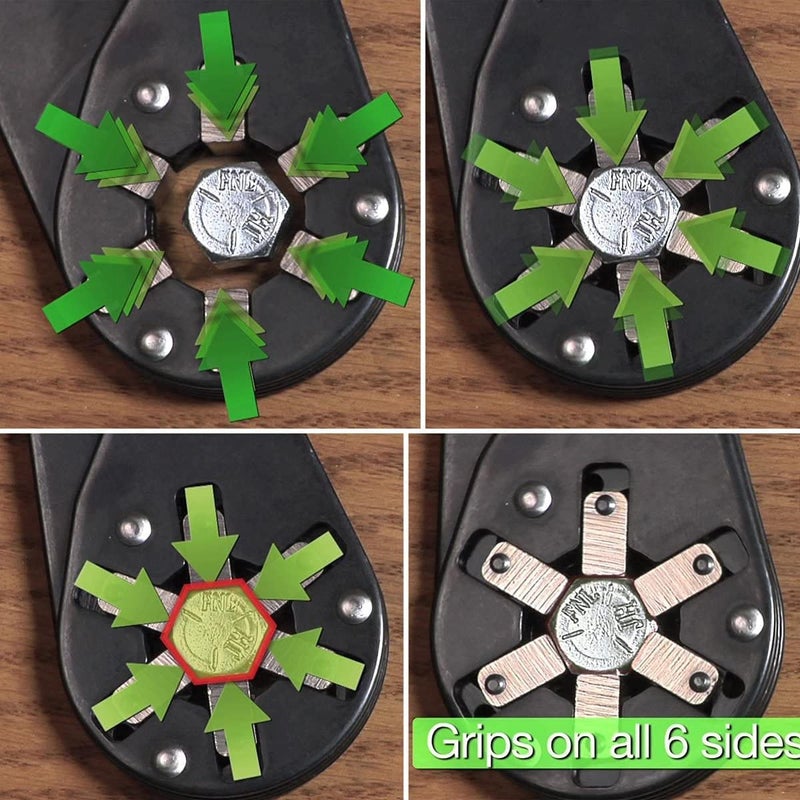 NVF 8 Inch Bionic Adjustable Round Head Wrench by Logger Head Tools 14 Wrenches in 1 Grabs Bolt On All 6 Sides Patented Design Multiplies Gripping Force - Image 1