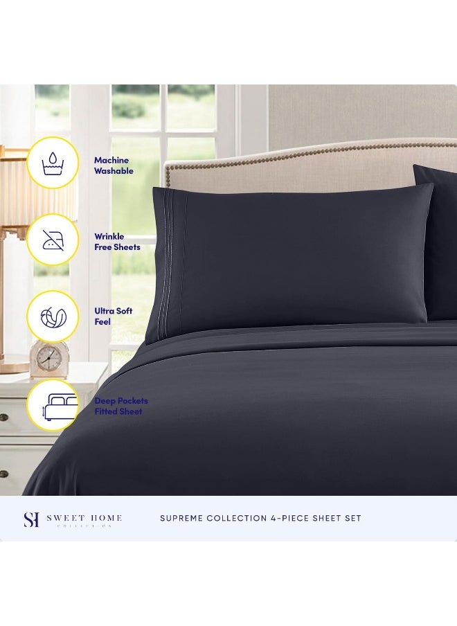 Sweet Home Collection Sweet Home Collection 1800 Thread Count Set – Soft Egyptian Quality Brushed Microfiber – Luxury Bedding Set with Flat, Fitted, 2 Pillow Cases  - Image 2