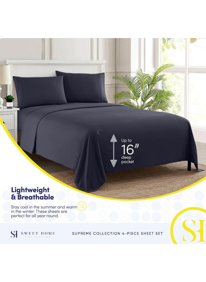 Sweet Home Collection Sweet Home Collection 1800 Thread Count Set – Soft Egyptian Quality Brushed Microfiber – Luxury Bedding Set with Flat, Fitted, 2 Pillow Cases  - Image 3