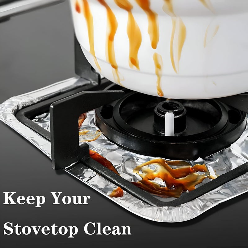 Stove Burner Covers - Durable Aluminum Foil Liners for Gas Burners, Disposable and Easy to Use, Prevent Oil and Food Spills, Keep Your Stove Clean and Mess-Free in Seconds (option 20pcs) - Image 2