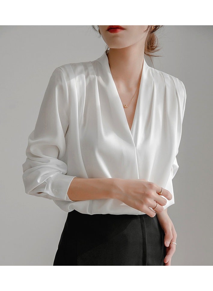 Shougu New Temperament Solid Color Shirt Women's Long Sleeved Shirt  - Image 1