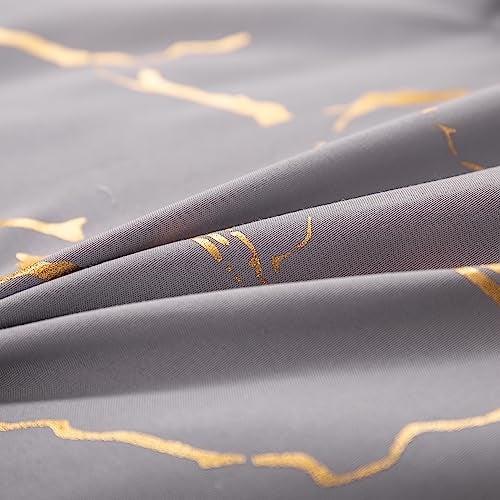 MWMWMW Gray Comforter, Grey and Gold Marble Bedding Set, 3 Pcs Luxury Comforter for Men & Women Bedroom, Queen Size with 2 Pillowcases - Image 4