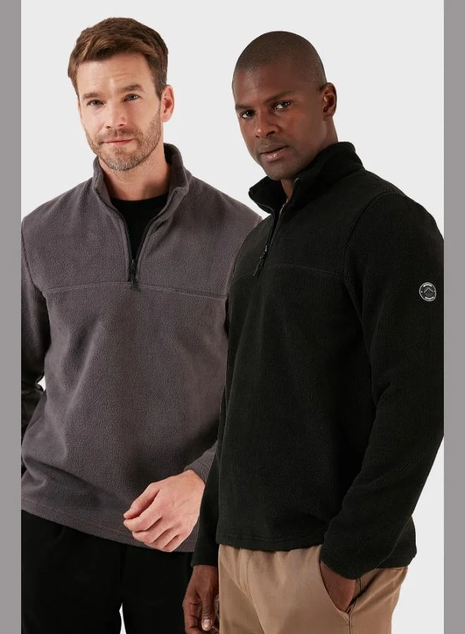 Buratti Slim Fit Half Zippered Soft Texture Raised 2-Pack Polar Men's POLAR 59060011S2