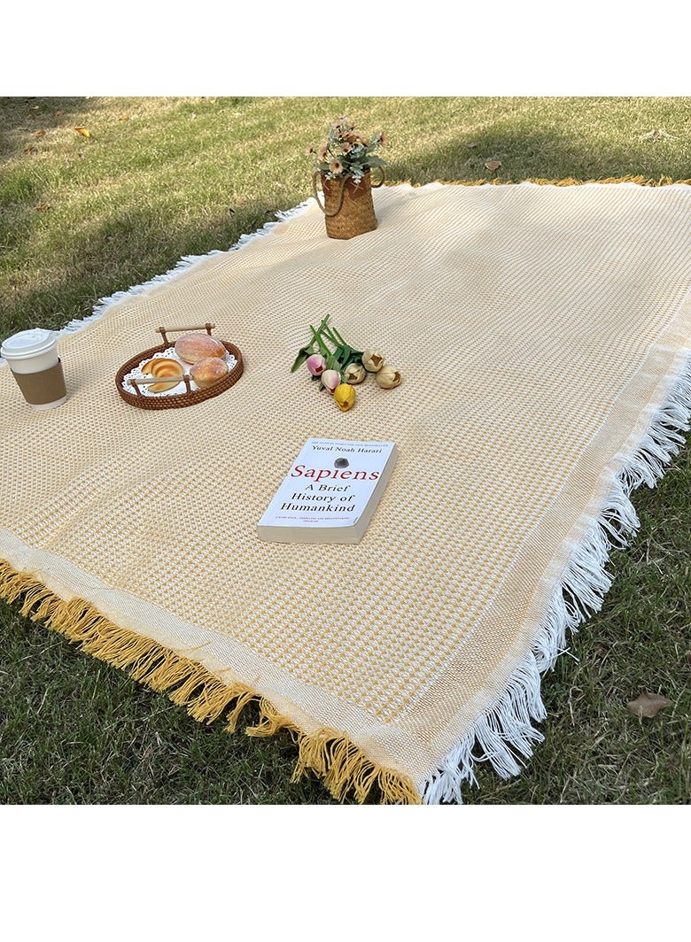 Nadrab Camping Blanket Outdoor Grass Mat Picnic Gear Roll-Up Table Cover Nap Blanket Waterproof Camping Mat for Beach, Camp, Lawn - Foldable Checkered Blanket (130x180 cm) - Image 1