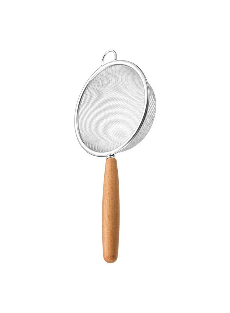 20cm 304 الفولاذ المقاوم للصدأ فلتر الشاشة ، مع مقبض خشبي دقيق غربال ، يمكن تصفية غرامة عصير الفواكه والدقيق ، مثالية الخبز المنزلي - Image 2