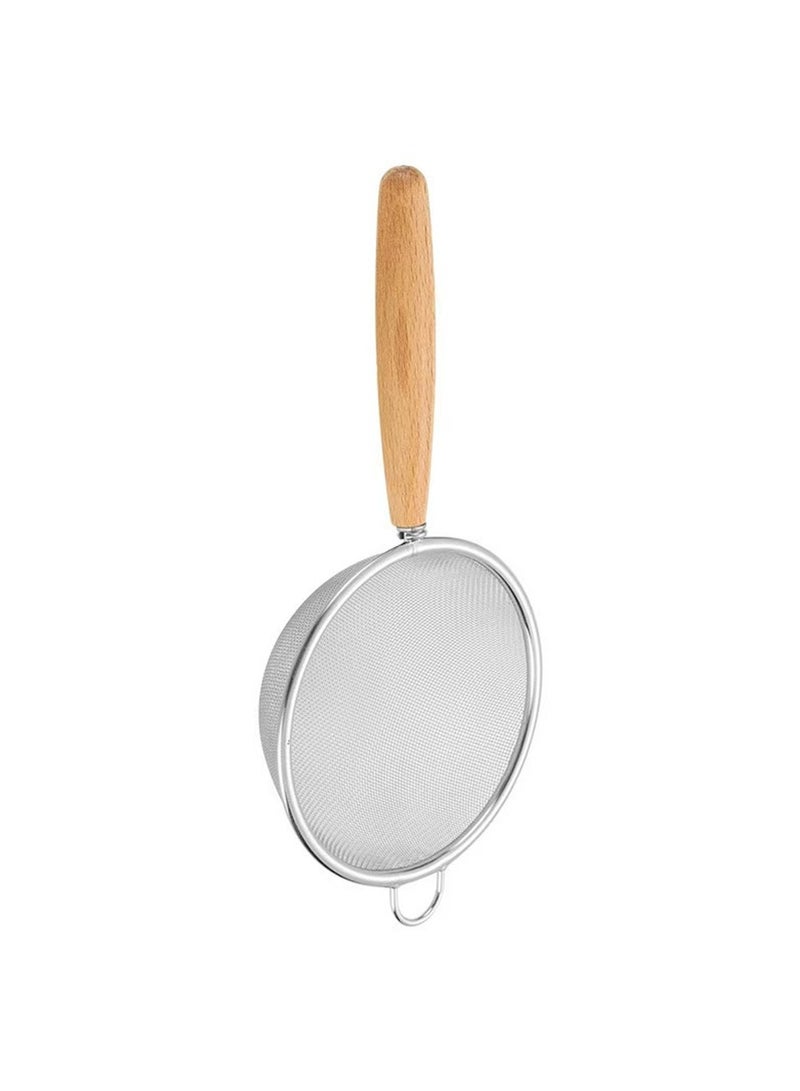 20cm 304 الفولاذ المقاوم للصدأ فلتر الشاشة ، مع مقبض خشبي دقيق غربال ، يمكن تصفية غرامة عصير الفواكه والدقيق ، مثالية الخبز المنزلي - Image 3