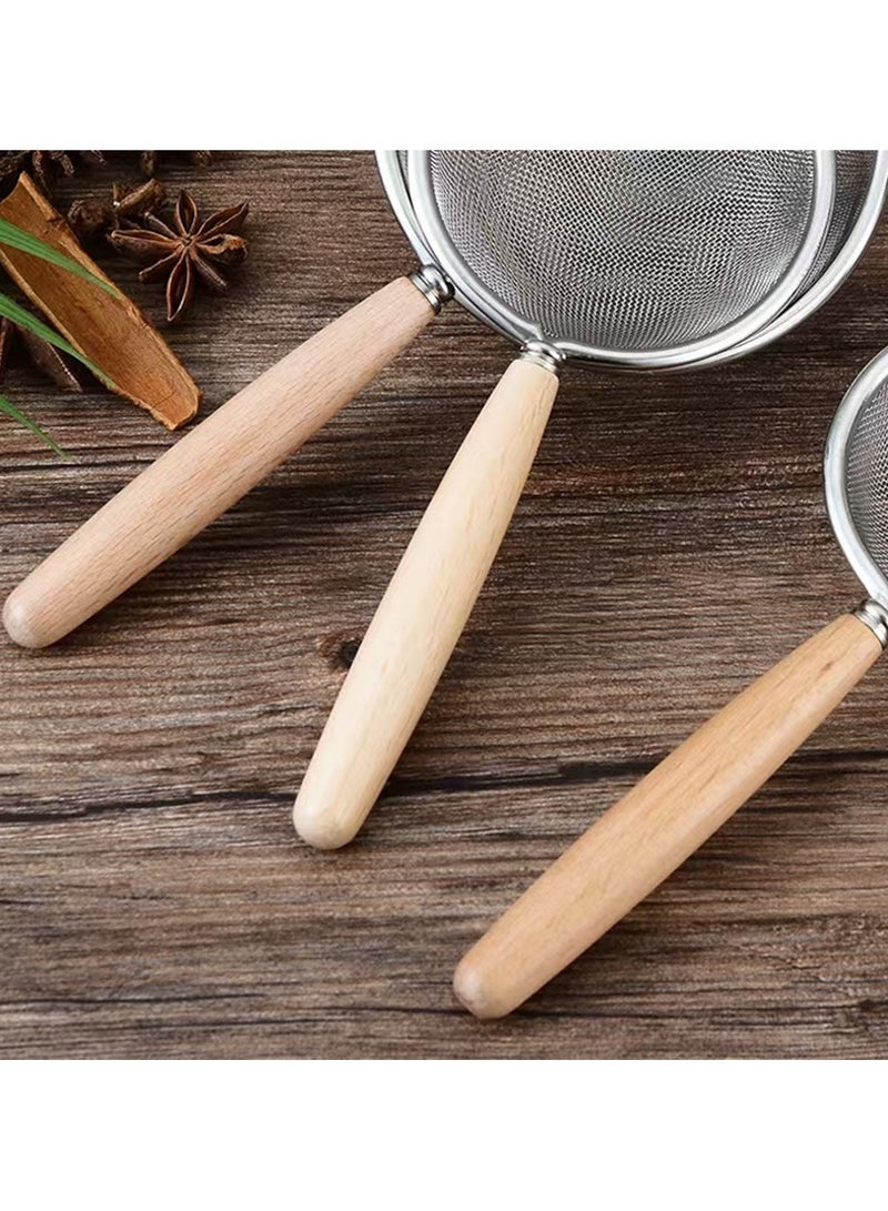 20cm 304 الفولاذ المقاوم للصدأ فلتر الشاشة ، مع مقبض خشبي دقيق غربال ، يمكن تصفية غرامة عصير الفواكه والدقيق ، مثالية الخبز المنزلي - Image 4