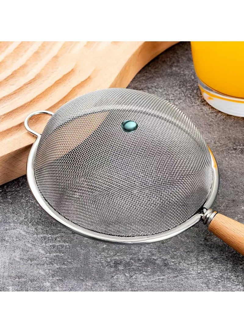 20cm 304 الفولاذ المقاوم للصدأ فلتر الشاشة ، مع مقبض خشبي دقيق غربال ، يمكن تصفية غرامة عصير الفواكه والدقيق ، مثالية الخبز المنزلي - Image 5
