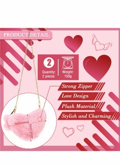 Excefore Valentine's Day Furry Purse Soft Fluffy Faux Fur Heart Handbags for Women Girls Valentines Day Cute Present, 2 Pieces  - Image 2