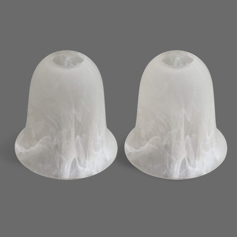 Giluta Bell Shaped Glass Shade, Alabaster Glass Shades Replacement for ceiling fan light wall light and pendant, Lipless with 1-5/8-inch Fitter Opening, 2 Pack - Image 2