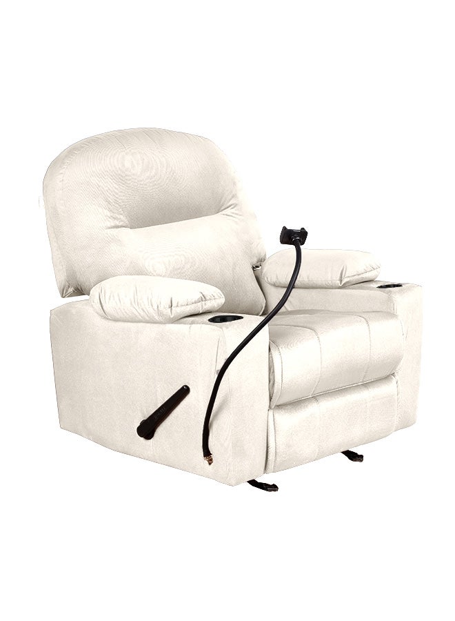 إن - هاوس كرسي استرخاء سينمائي منجد بالمخمل مع حامل أكواب بلاستيك وحامل هاتف - 100x84x101 سم -  بيج سكري - Image 1