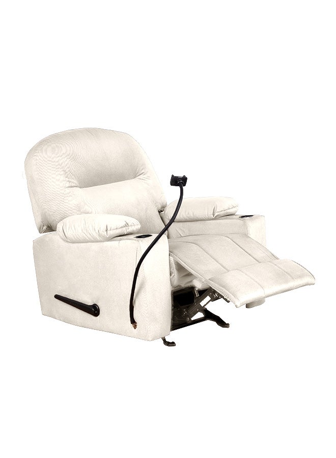 إن - هاوس كرسي استرخاء سينمائي منجد بالمخمل مع حامل أكواب بلاستيك وحامل هاتف - 100x84x101 سم -  بيج سكري - Image 2