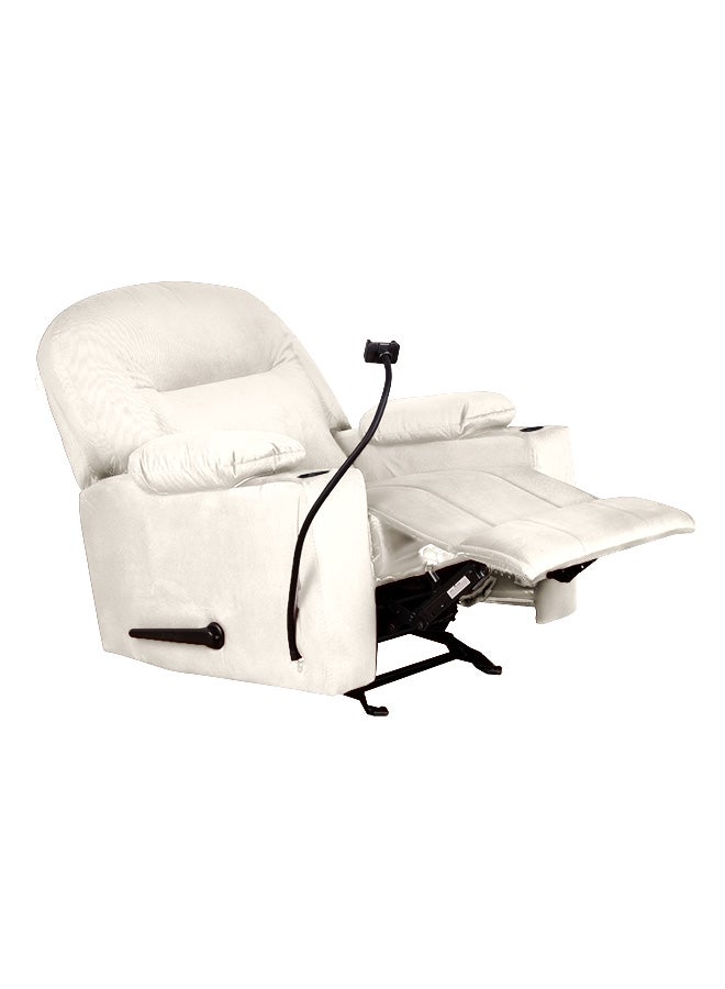 إن - هاوس كرسي استرخاء سينمائي منجد بالمخمل مع حامل أكواب بلاستيك وحامل هاتف - 100x84x101 سم -  بيج سكري - Image 3