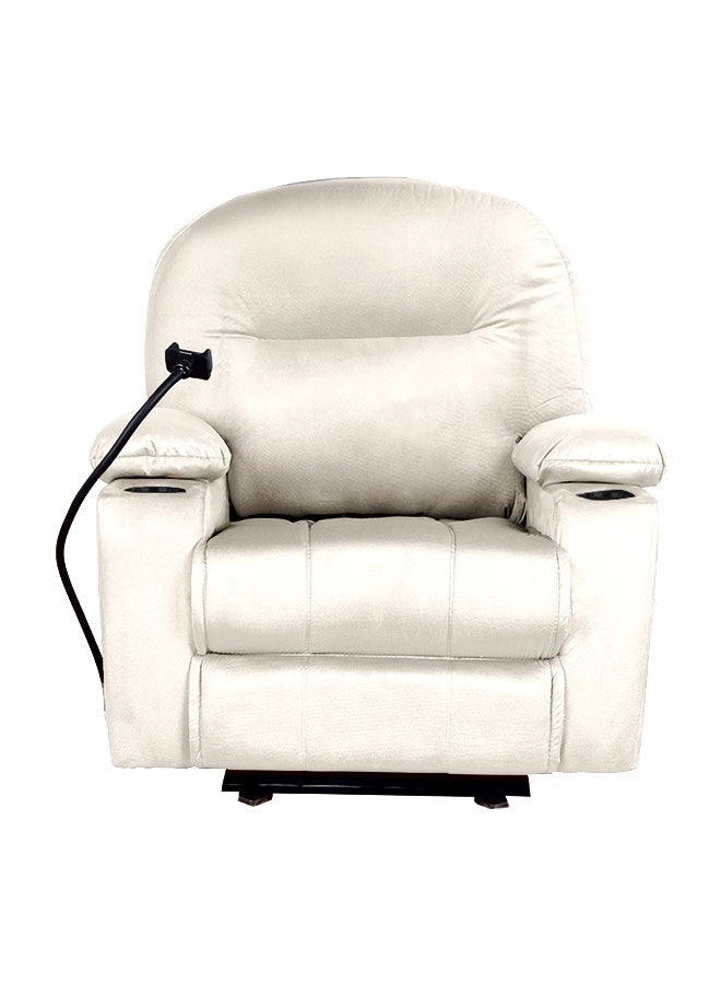 إن - هاوس كرسي استرخاء سينمائي منجد بالمخمل مع حامل أكواب بلاستيك وحامل هاتف - 100x84x101 سم -  بيج سكري - Image 4