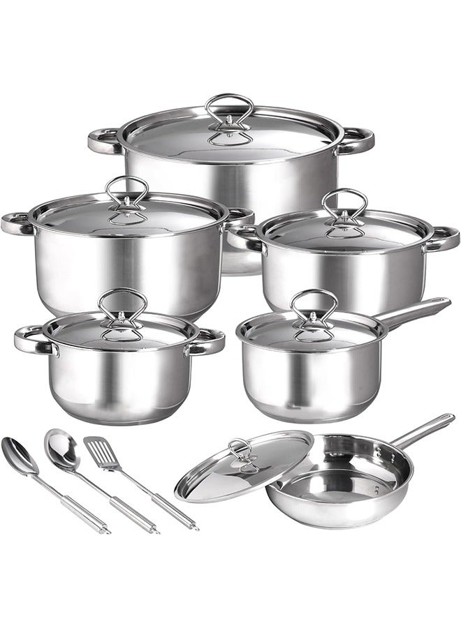 Stainless Steel Kitchenware Set,15 Pieces,Food Grade Material,Easy to Clean,Near Dishwasher Safe,Cooking Party Food,For Home/Hotel - Image 1
