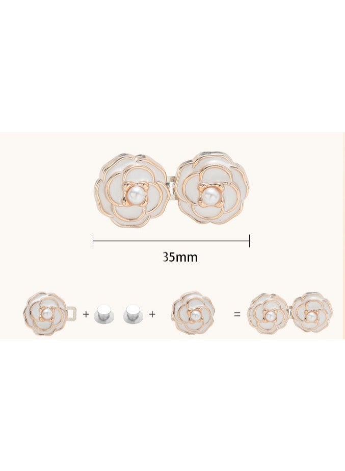8 Sets Camellia Pant Waist Tightener - No Sew Adjustable Flower Buttons, Durable Buckles for Jeans & Skirts - Image 4