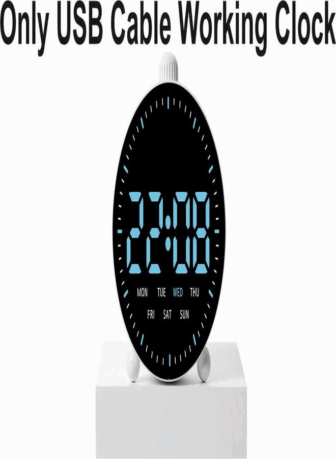 Nispruhay Digital Only USB Cable Working LED Alarm Clock with Blue Display - Modern Round Design, Day & Date Display, Dual Alarm & Snooze, Perfect for Bedroom, Office or Kids Room” - Image 2