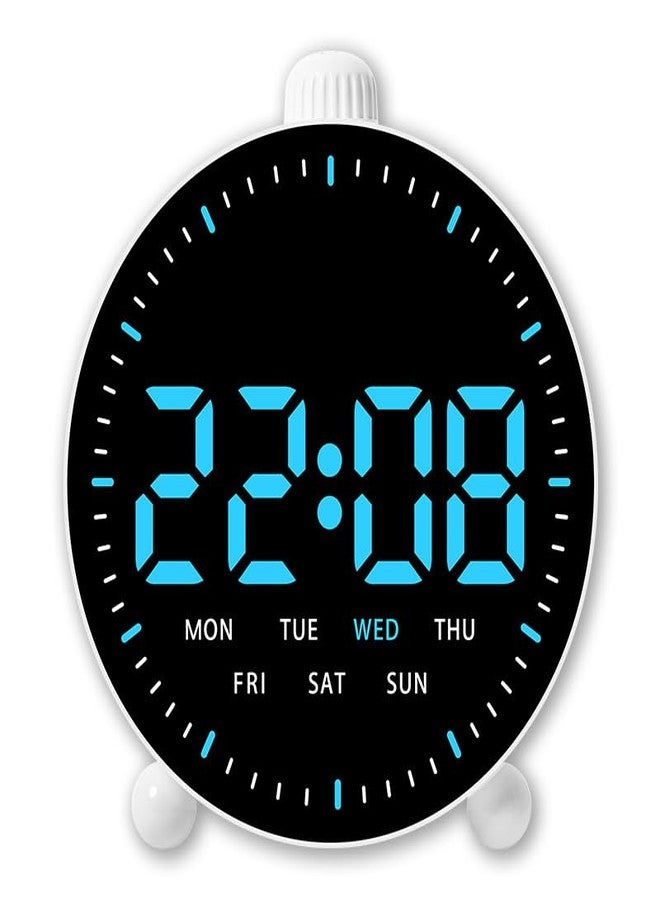 Nispruhay Digital Only USB Cable Working LED Alarm Clock with Blue Display - Modern Round Design, Day & Date Display, Dual Alarm & Snooze, Perfect for Bedroom, Office or Kids Room” - Image 1