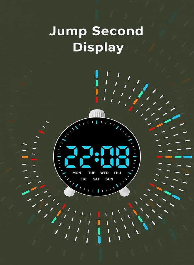 Nispruhay Digital Only USB Cable Working LED Alarm Clock with Blue Display - Modern Round Design, Day & Date Display, Dual Alarm & Snooze, Perfect for Bedroom, Office or Kids Room” - Image 5